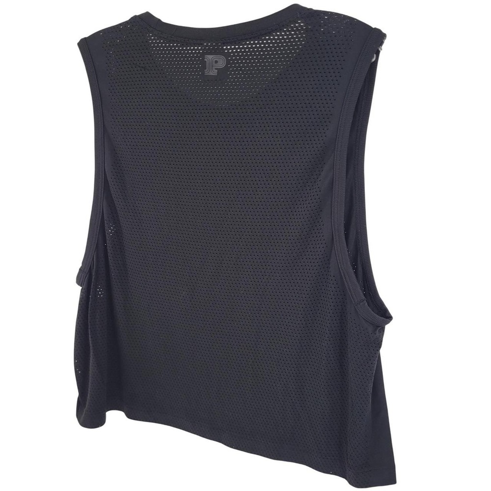 Pink Victoria's Secret Black Mesh Back Active Tank Top Womens XL Crop Athleisure